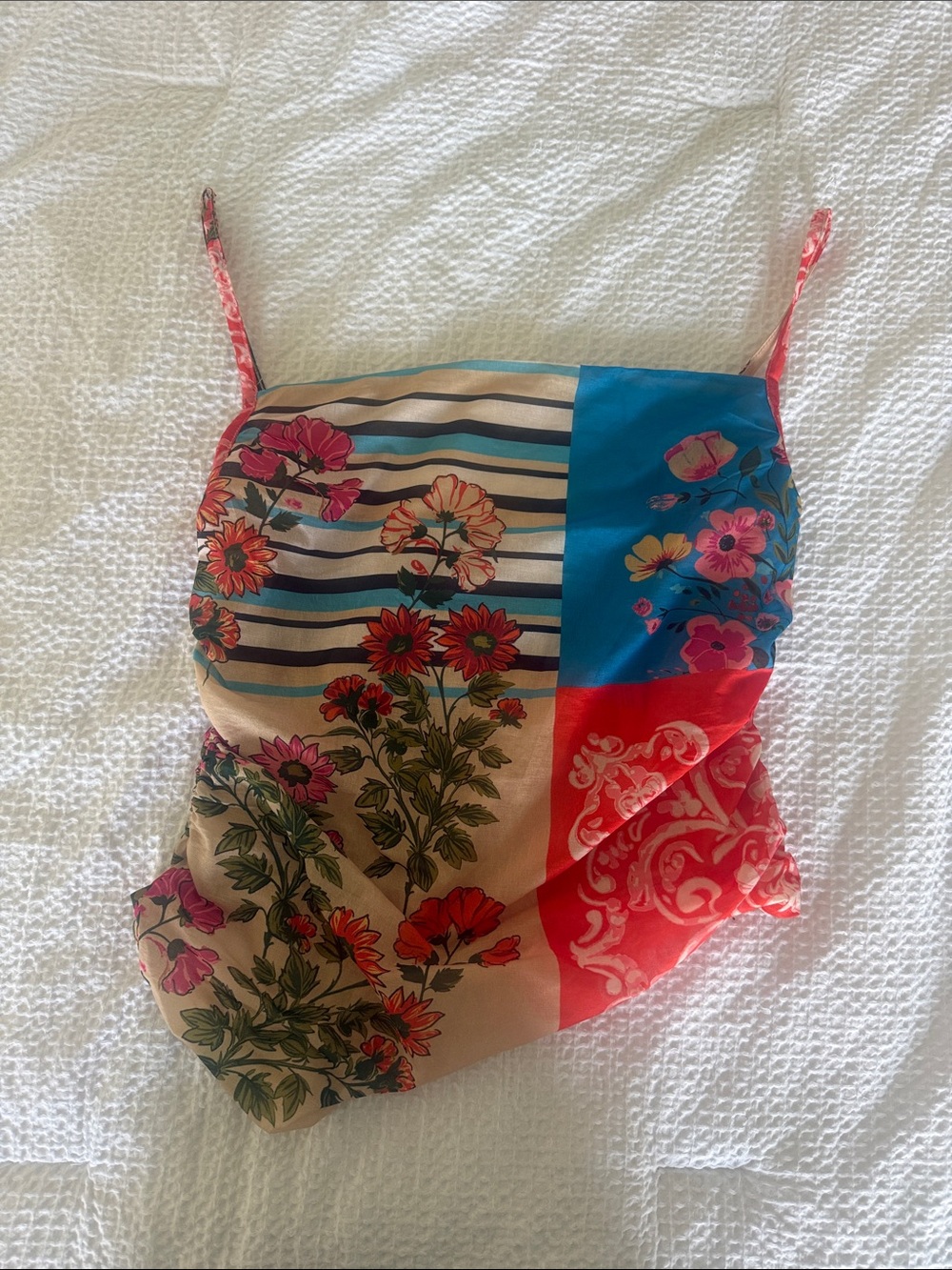 Free People Multicolor Floral Patchwork strappy blouse
